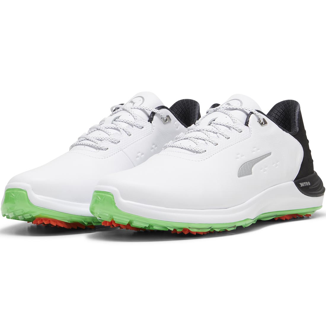 Puma PhantomCat Nitro Golf Shoes White/Black/Fluro Green – Golf