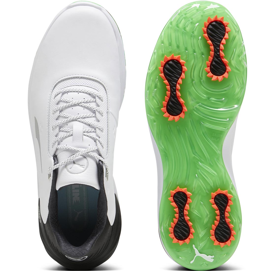 Puma PhantomCat Nitro Golf Shoes White/Black/Fluro Green – Golf