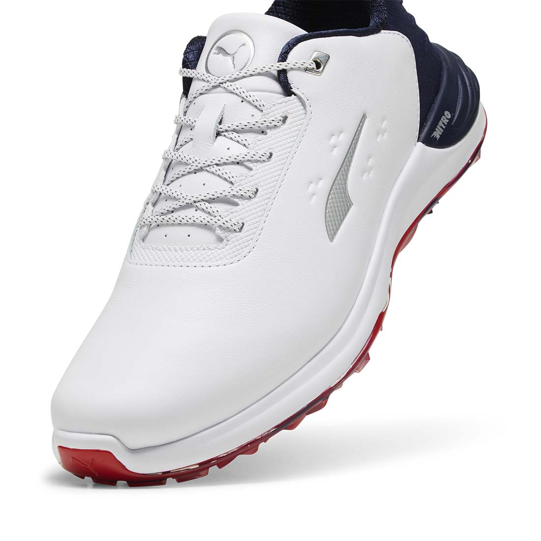 Puma PhantomCat Nitro Golf Shoes White/Deep Navy/For All Time Red