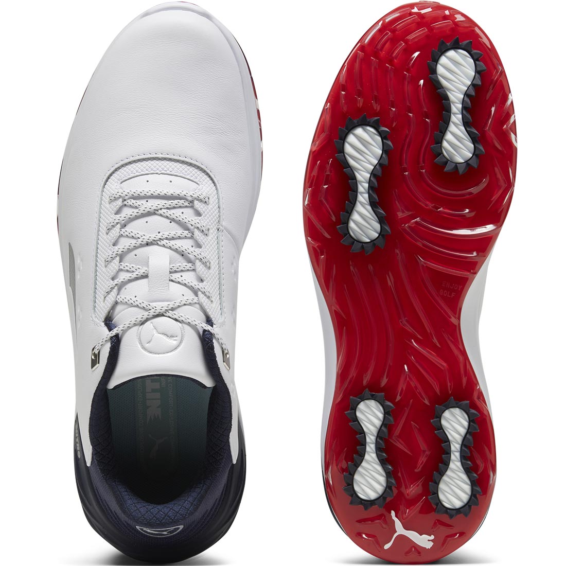 Puma PhantomCat Nitro Golf Shoes White/Deep Navy/For All Time Red