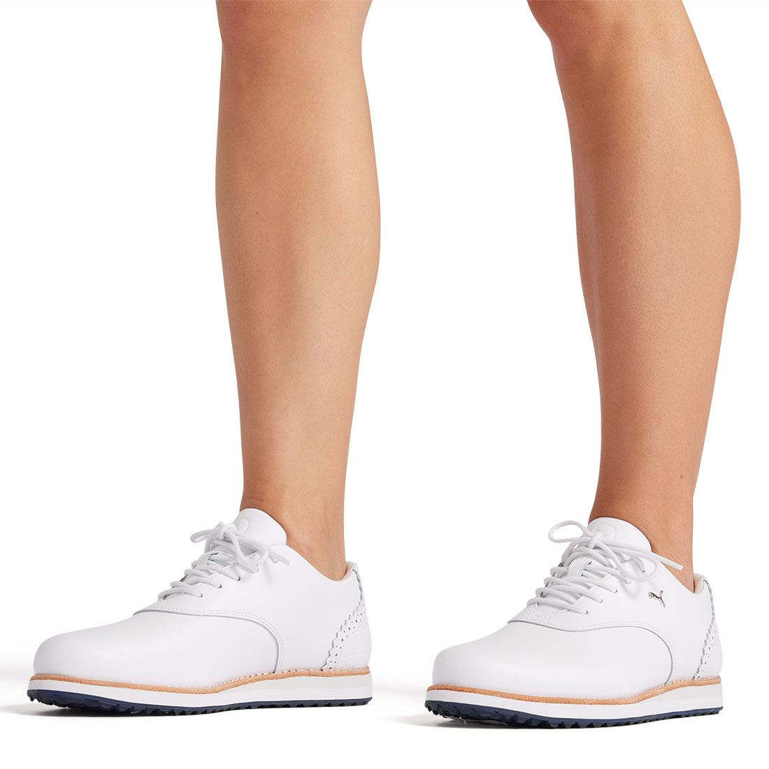 Puma Women's Avant Golf Shoes White/Deep Navy/Sand Dune