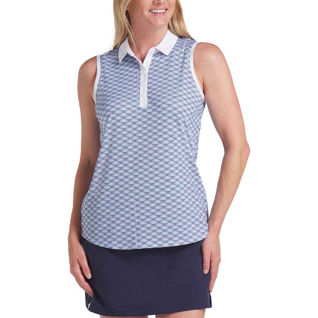 Puma Women's Cloudspun Scallop Sleeveless Golf Polo