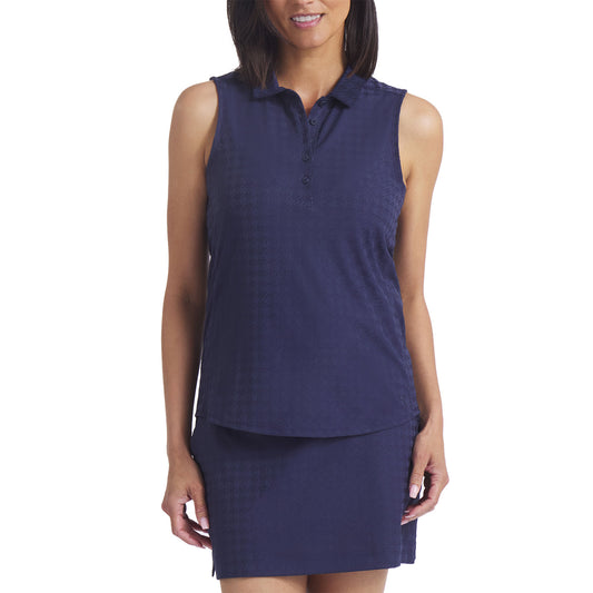 Puma Women's Houndstooth Sleeveless Golf Polo