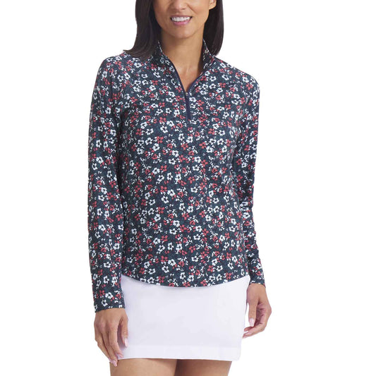 Puma Women's You-V Floral Burst Golf 1/4 Zip