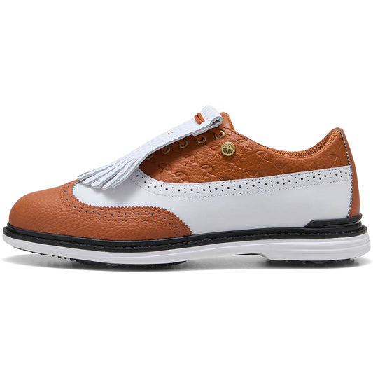 Puma x Arnold Palmer Royale Wingtip Golf Shoes White/Leather Brown/Black