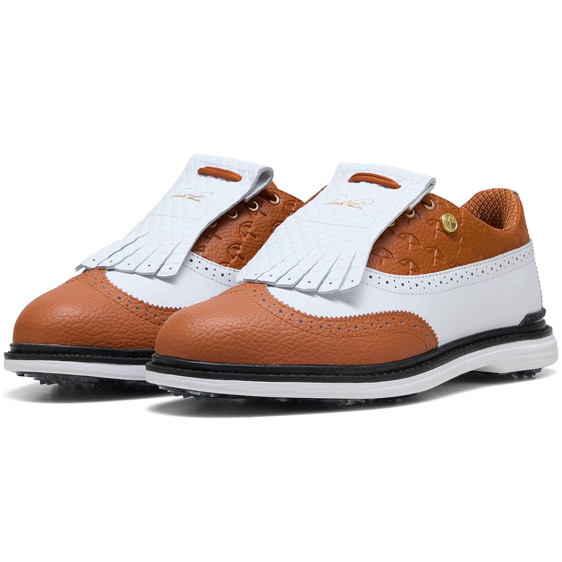 Puma x Arnold Palmer Royale Wingtip Golf Shoes White/Leather Brown/Black