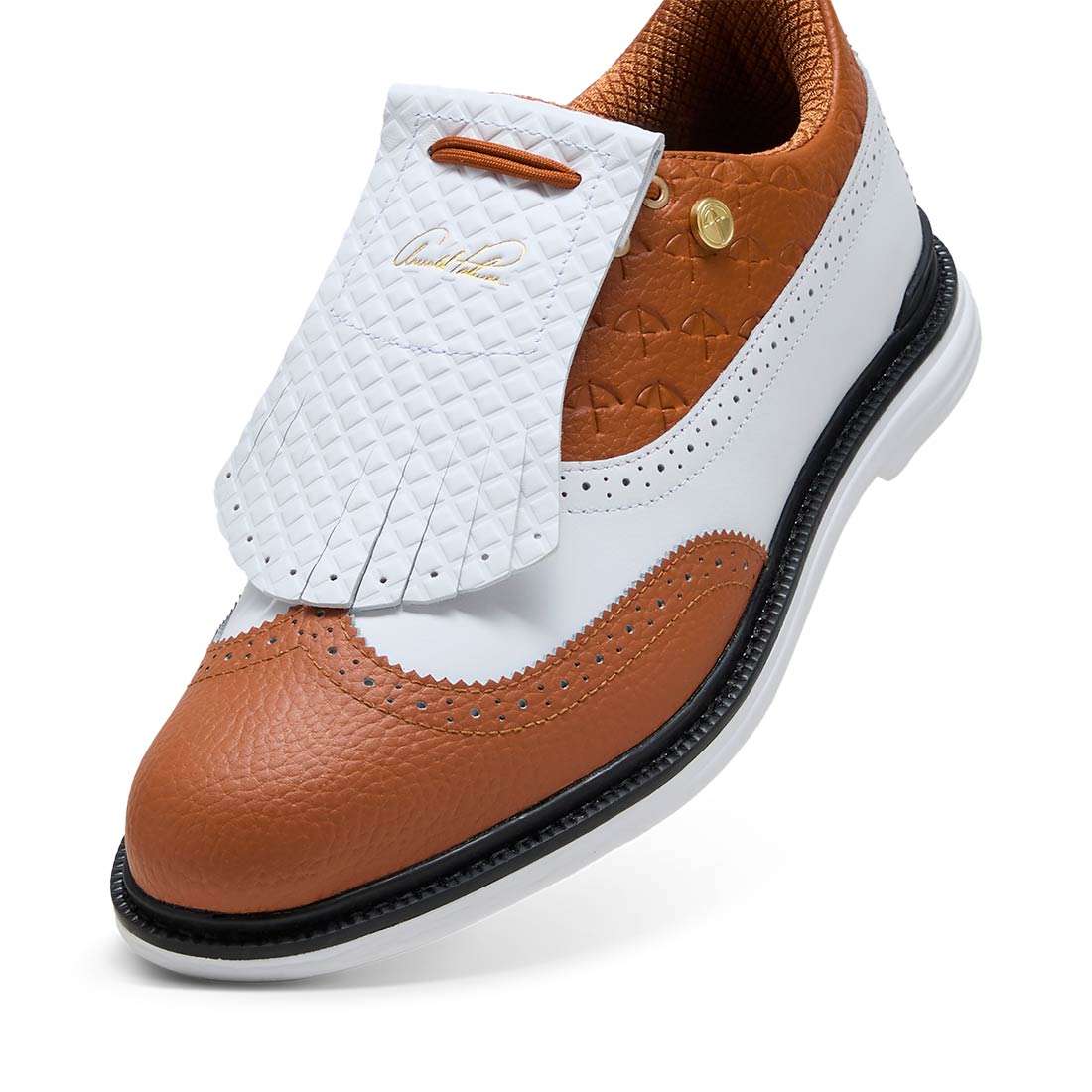 Puma x Arnold Palmer Royale Wingtip Golf Shoes White/Leather Brown/Black