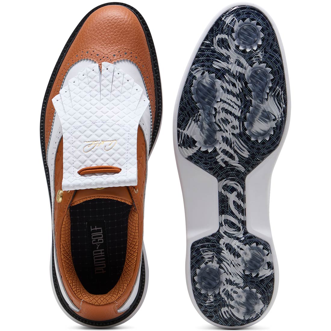 Puma x Arnold Palmer Royale Wingtip Golf Shoes White/Leather Brown/Black