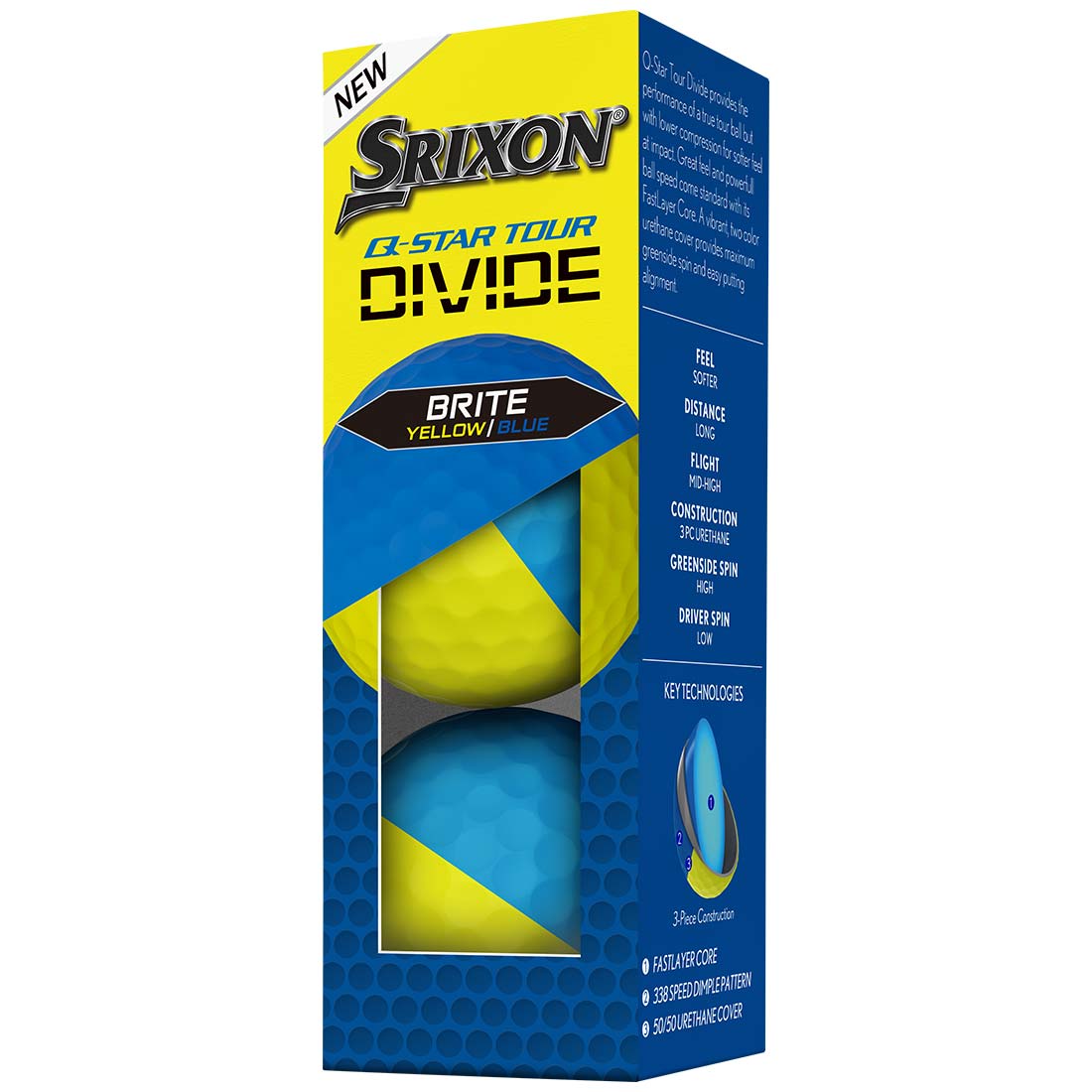 Srixon Q-Star Tour Divide 2 Bright Yellow/Blue Golf Balls