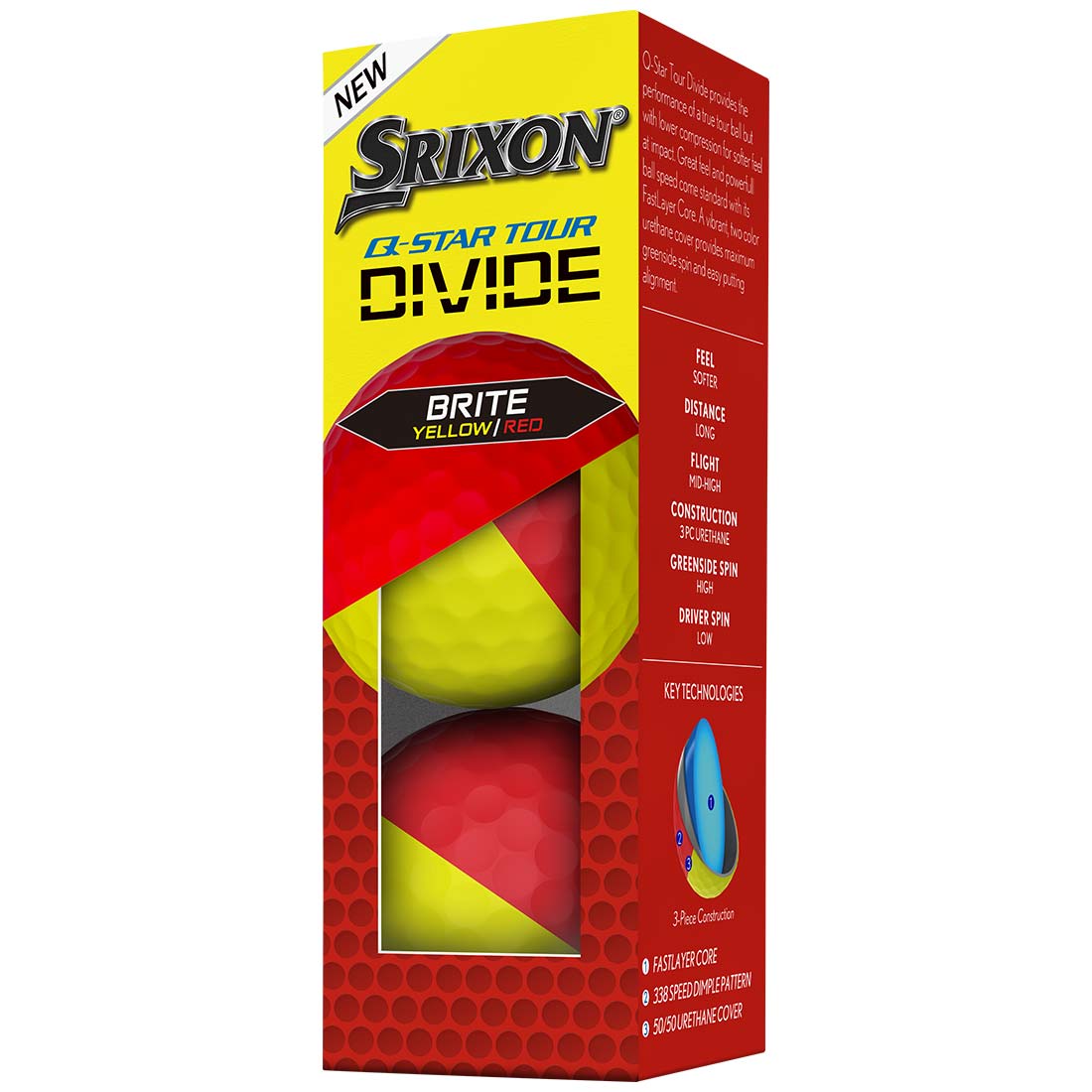 Srixon Q-Star Tour Divide 2 Bright Yellow/Red Golf Balls