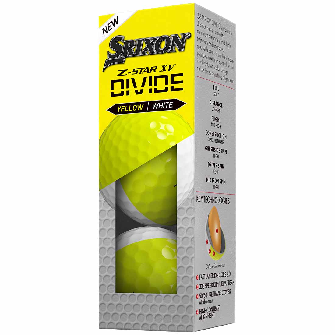 Srixon Z-Star XV 9 Divide White/Yellow Golf Balls