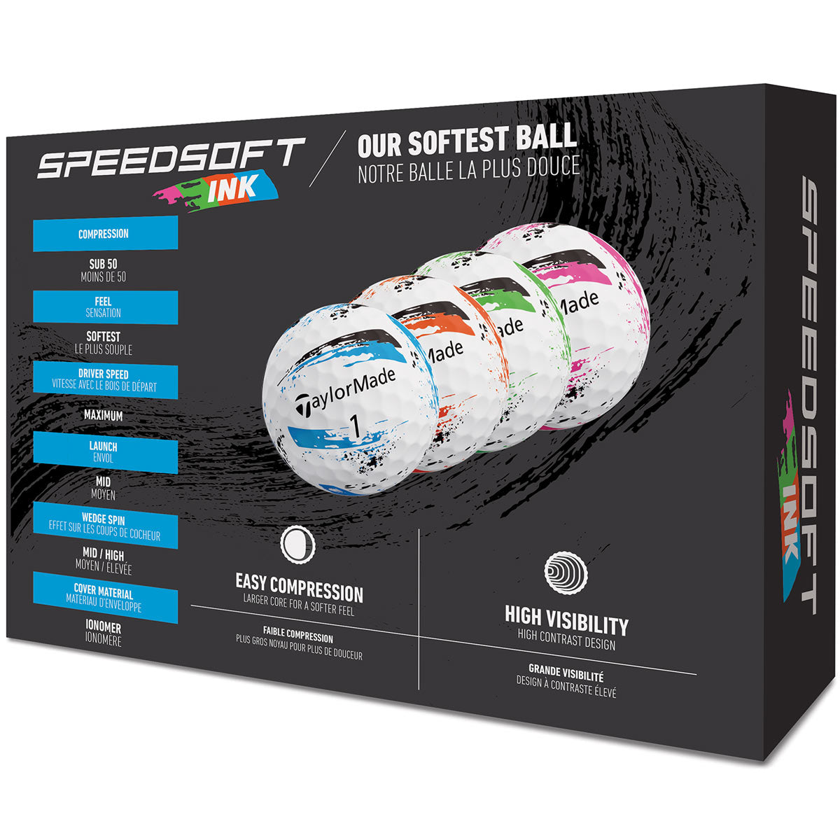 TaylorMade SpeedSoft Ink Multi Color Golf Balls