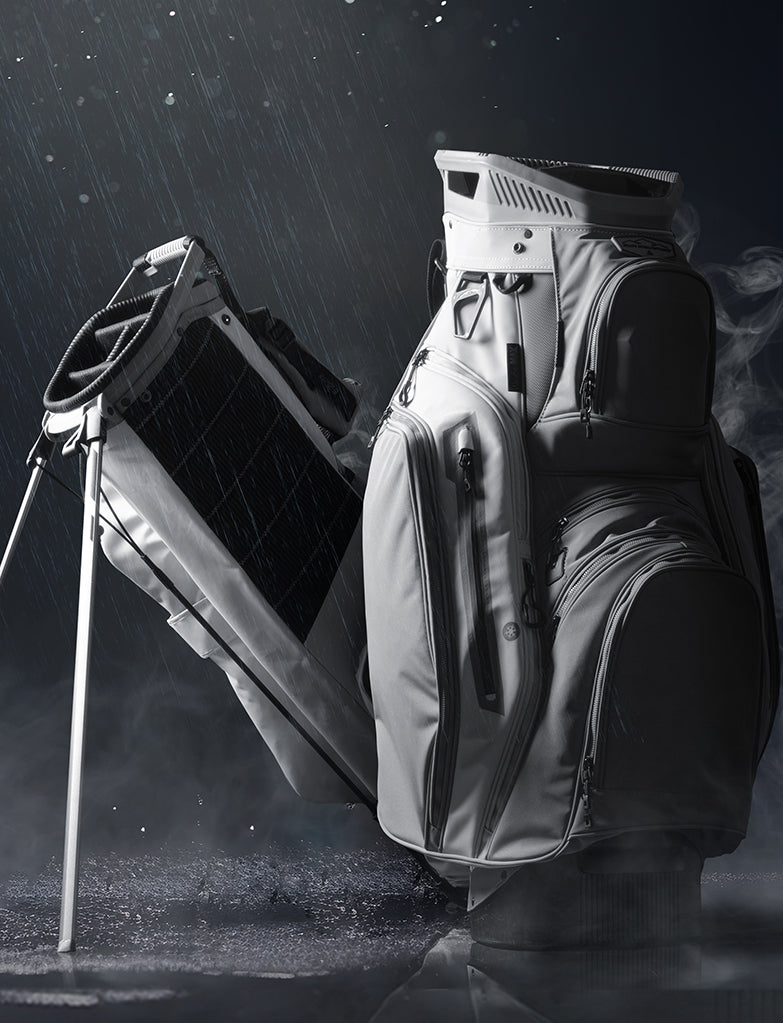 Sun mountain weathermax golf bags, with rain coming down